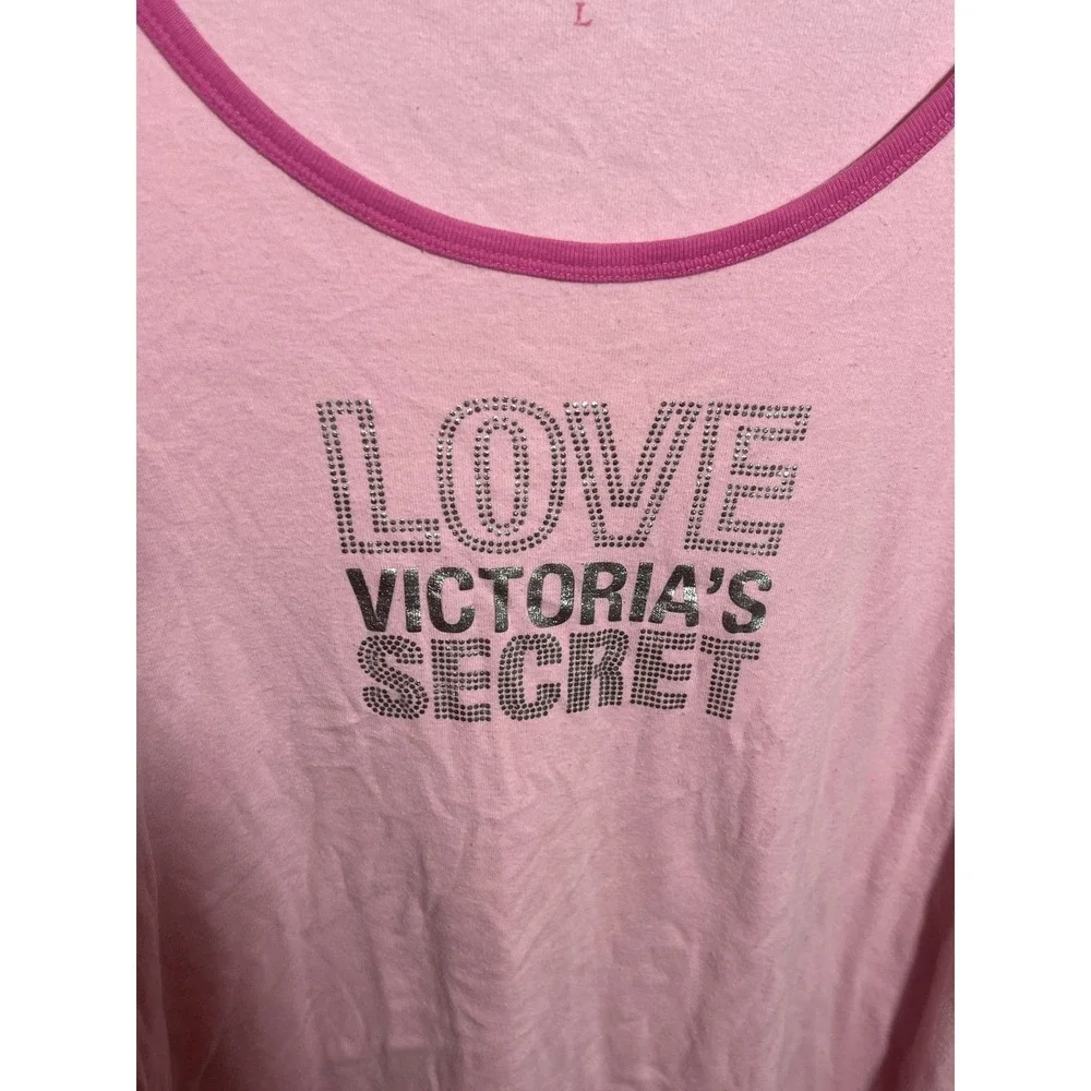 Victoria's Secret‎ Pink LOVE Nightshirt Women's L Long Sleeve Cotton Sleepwear